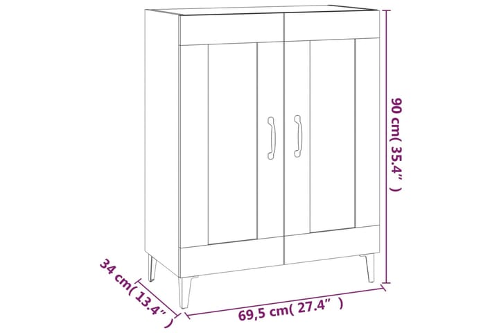 beBasic Senkki betoninharmaa 69,5x34x90 cm tekninen puu - Harmaa - Säilytys - Säilytyskalusteet - Lipasto