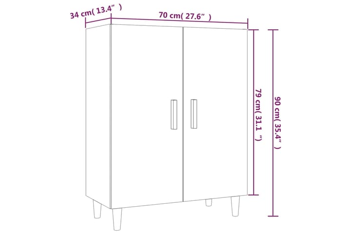 beBasic Senkki betoninharmaa 70x34x90 cm tekninen puu - Harmaa - Säilytys - Säilytyskalusteet - Lipasto