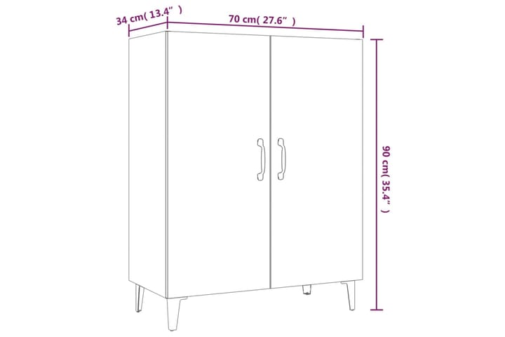 beBasic Senkki betoninharmaa 70x34x90 cm tekninen puu - Harmaa - Säilytys - Säilytyskalusteet - Senkki