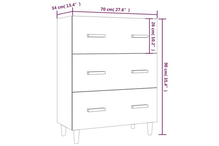 beBasic Senkki betoninharmaa 70x34x90 cm tekninen puu - Harmaa - Säilytys - Säilytyskalusteet - Senkki