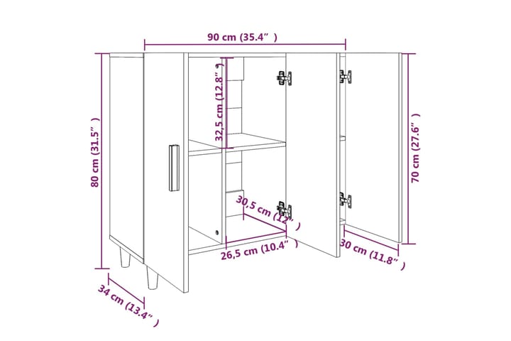 beBasic Senkki betoninharmaa 90x34x80 cm tekninen puu - Harmaa - Eteisen lipasto - Eteisen säilytys - Lipasto peilillä - Lipasto