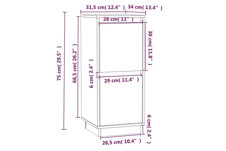 beBasic Senkki harmaa 31,5x34x75 cm täysi mänty - Harmaa - Säilytys - Säilytyskalusteet - Senkki