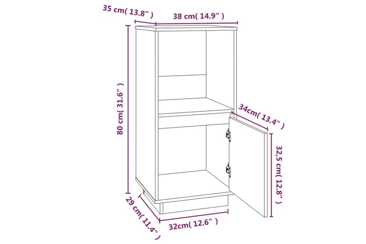 beBasic Senkki harmaa 38x35x80 cm täysi mänty - Harmaa - Säilytys - Säilytyskalusteet - Senkki