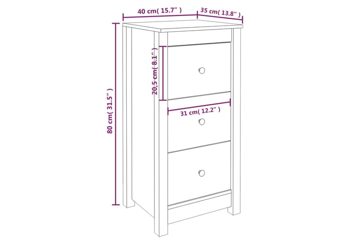 beBasic Senkki harmaa 40x35x80 cm täysi mänty - Harmaa - Säilytys - Säilytyskalusteet - Senkki