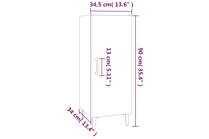 beBasic Senkki harmaa Sonoma 34,5x34x90 cm tekninen puu - Harmaa - Säilytys - Säilytyskalusteet - Senkki