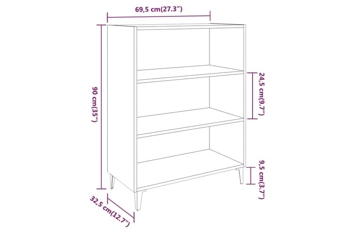 beBasic Senkki harmaa Sonoma 69,5x32,5x90 cm tekninen puu - Harmaa - Säilytys - Säilytyskalusteet - Senkki