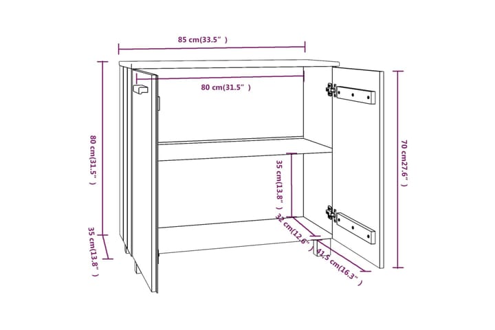 beBasic Senkki hunajanruskea 85x35x80 cm täysi mänty - Ruskea - Säilytys - Säilytyskalusteet - Senkki