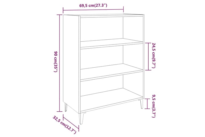 beBasic Senkki musta 69,5x32,5x90 cm tekninen puu - Musta - Säilytys - Säilytyskalusteet - Senkki