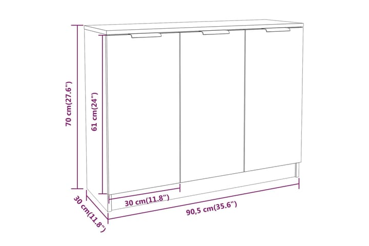 beBasic Senkki musta 90,5x30x70 cm tekninen puu - Musta - Säilytys - Säilytyskalusteet - Senkki