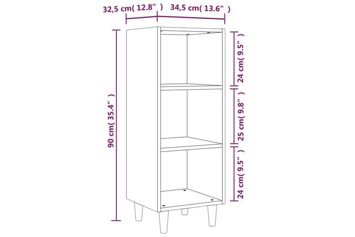 beBasic Senkki ruskea tammi 34,5x32,5x90 cm tekninen puu - Ruskea - Säilytys - Säilytyskalusteet - Senkki