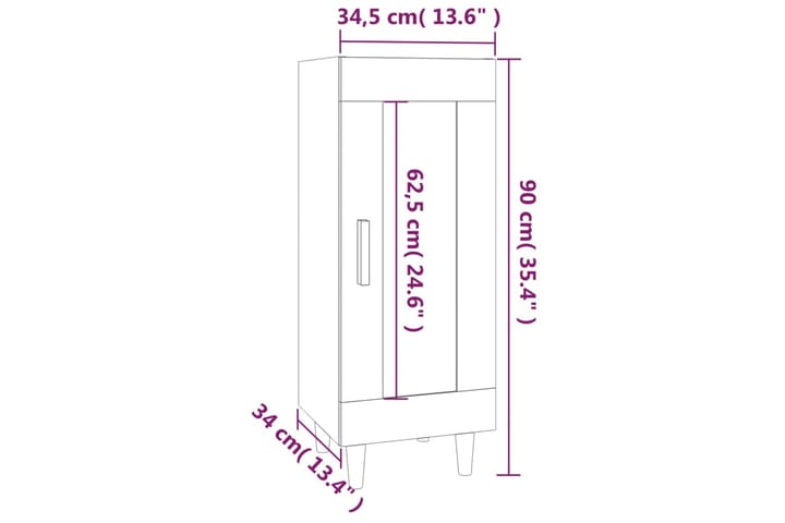 beBasic Senkki ruskea tammi 34,5x34x90 cm tekninen puu - Ruskea - Säilytys - Säilytyskalusteet - Senkki