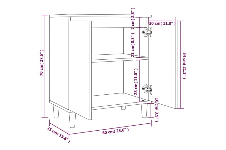 beBasic Senkki savutammi 60x35x70 cm tekninen puu - Ruskea - Säilytys - Säilytyskalusteet - Senkki