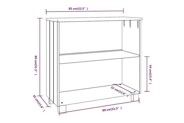 beBasic Senkki tummanharmaa 85x35x80 cm täysi mänty - Harmaa - Säilytys - Säilytyskalusteet - Senkki