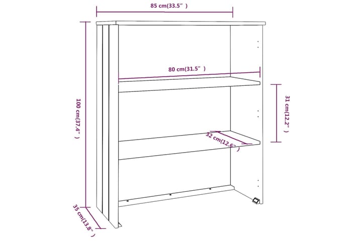 beBasic Ylähyllykkö senkille hunajanruskea 85x35x100 cm täysi mänty - Ruskea - Säilytys - Säilytyskalusteet - Senkki