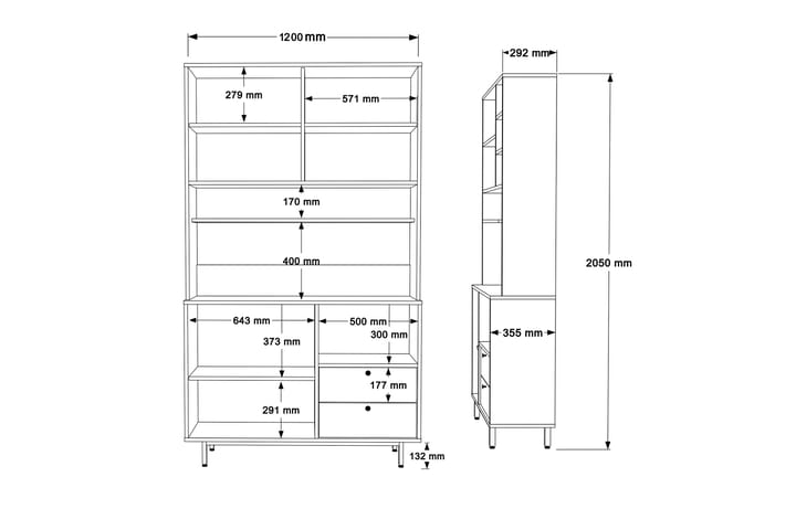 Donae Lipasto 120 cm - Tammi/Antrasiitti - Säilytys - Säilytyskalusteet - Lipasto