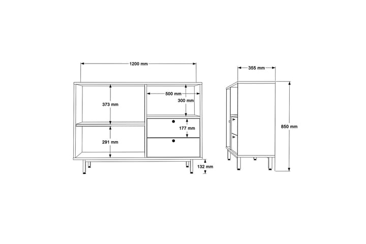 Donae Lipasto 120 cm - Tammi/Antrasiitti - Säilytys - Säilytyskalusteet - Lipasto