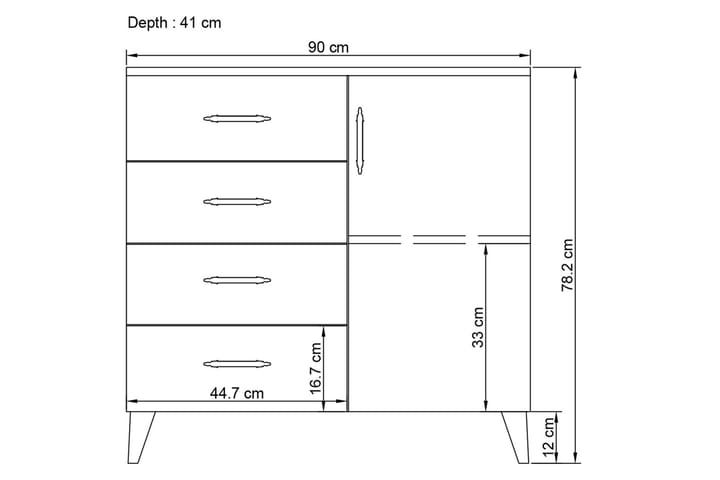 Hananiah Lipasto 90 cm - Valkoinen - Säilytys - Säilytyskalusteet - Lipasto