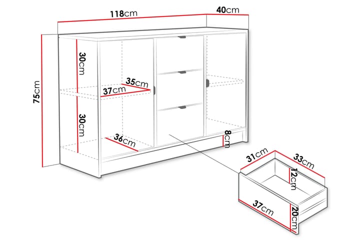 Highboard Novaj - Beige - Säilytys - Säilytyskalusteet - Lipasto