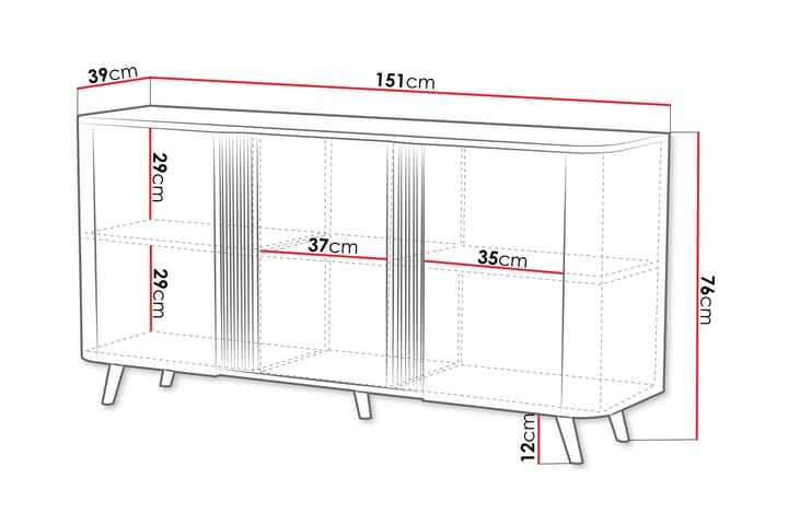 Lipasto Clement 151 cm - Musta - Säilytys - Säilytyskalusteet - Lipasto