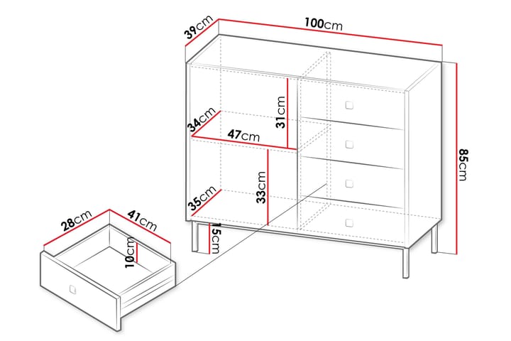 Lipasto Hermann 100 cm - Musta - Säilytys - Säilytyskalusteet - Lipasto