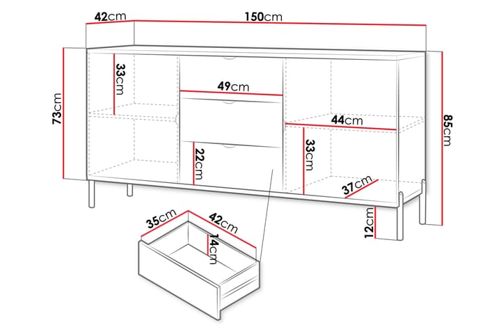 Lipasto Holmes 150 cm - Valkoinen - Säilytys - Säilytyskalusteet - Lipasto