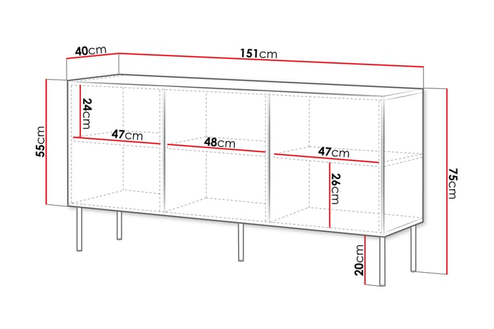 Lipasto Laholm 151 cm - Musta - Säilytys - Säilytyskalusteet - Lipasto