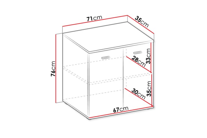 Lipasto 71 cm - Valkoinen - Lipasto