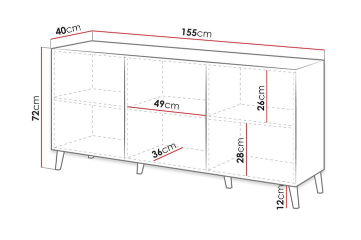 Lipasto Demjen 40x155 cm - Laivastonsininen/Musta - Säilytys - Säilytyskalusteet - Lipasto