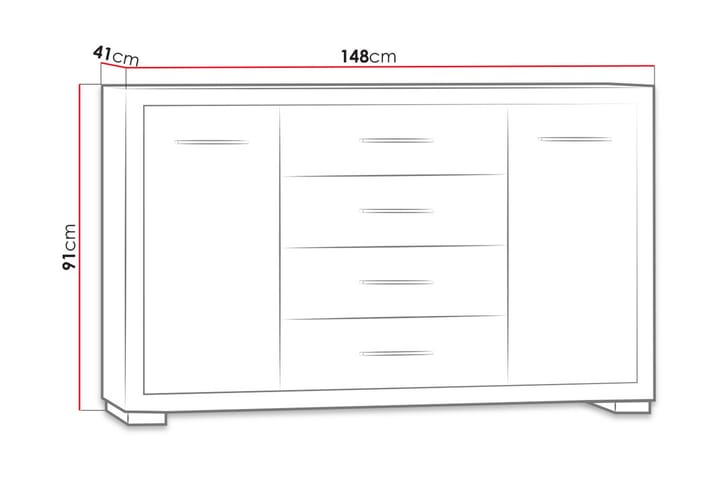 Lipasto Vegas 41x148 cm - Tammi - Säilytys - Säilytyskalusteet - Lipasto