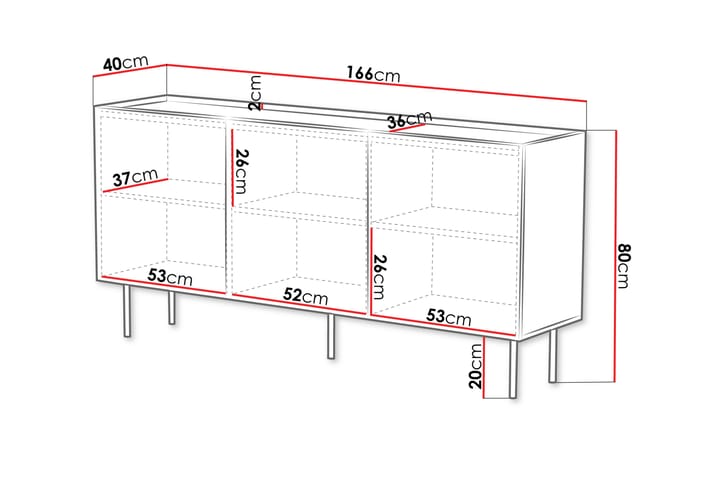 Lipasto Munkedal 166 cm - Musta - Säilytys - Säilytyskalusteet - Lipasto