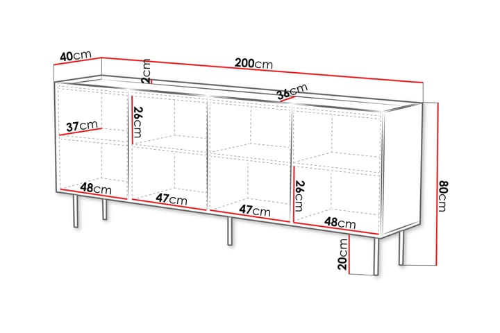 Lipasto Munkedal 200 cm - Musta - Säilytys - Säilytyskalusteet - Lipasto