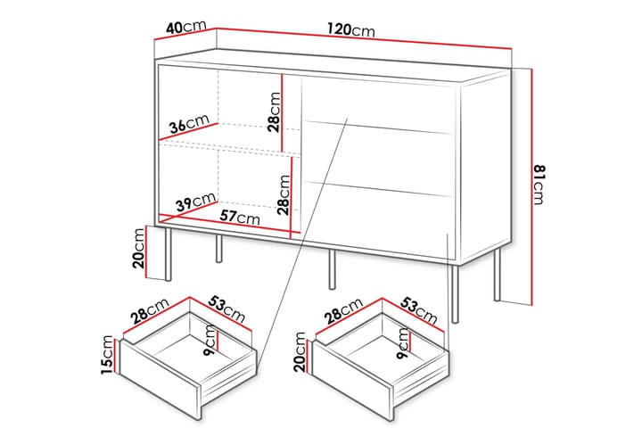 Lipasto Soublet 120 cm - Musta - Säilytys - Säilytyskalusteet - Lipasto