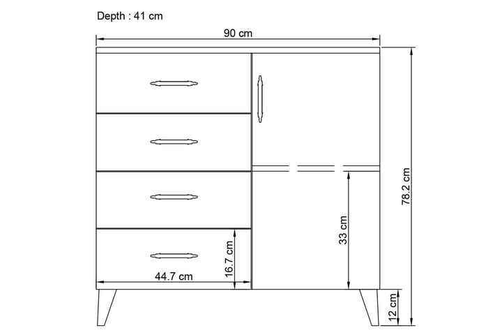 Parvinder Lipasto 90 cm - Valkoinen - Säilytys - Säilytyskalusteet - Lipasto