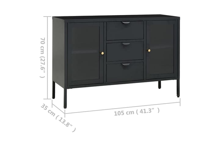 Senkki antrasiitti 105x35x70 cm teräs ja karkaistu lasi - Säilytys - Säilytyskalusteet - Senkki