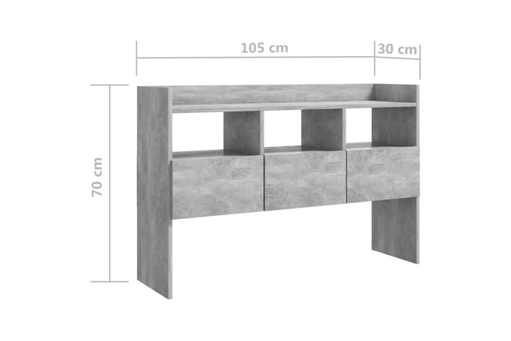 Senkki betoninharmaa 105x30x70 cm lastulevy - Harmaa - Senkki