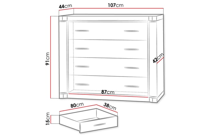 Dallas Senkki 107x43,5x91 cm - Säilytys - Säilytyskalusteet - Senkki