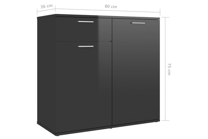 Senkki korkeakiilto musta 80x36x75 cm lastulevy - Säilytys - Säilytyskalusteet - Senkki