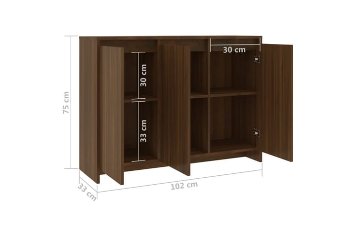 Senkki ruskea tammi 102x33x75 cm lastulevy - Ruskea - Säilytys - Säilytyskalusteet - Senkki