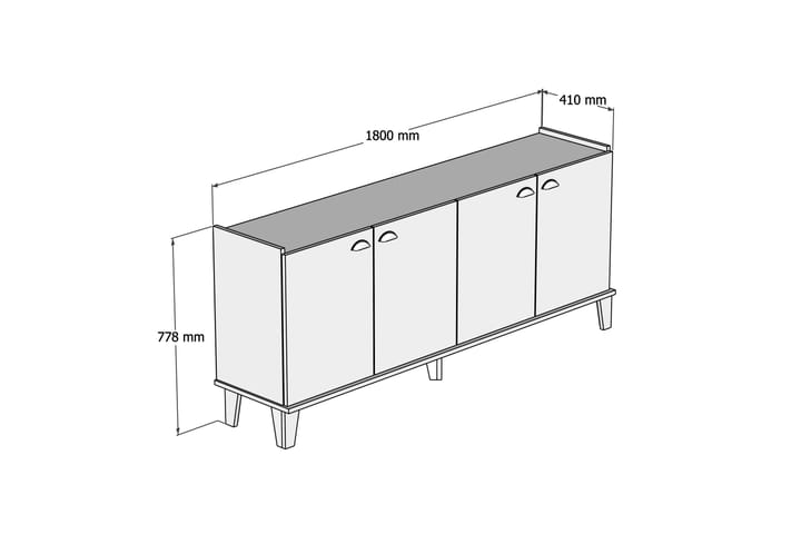 Senkki 41x182 cm - Luonnonväri/Musta - Säilytys - Säilytyskalusteet - Senkki