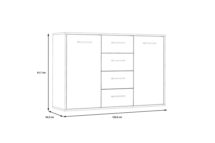 Senkki Barnitz 34x123 cm - Valkoinen - Säilytys - Säilytyskalusteet - Senkki