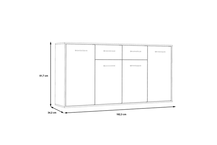 Senkki Barnitz 34x162 cm - Harmaa - Säilytys - Säilytyskalusteet - Senkki