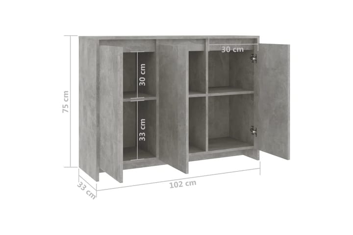 Senkki betoninharmaa 102x33x75 cm lastulevy - Harmaa - Säilytys - Säilytyskalusteet - Senkki