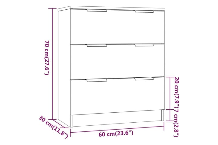 Senkki betoninharmaa 60x30x70 cm tekninen puu - Harmaa - Säilytys - Säilytyskalusteet - Senkki