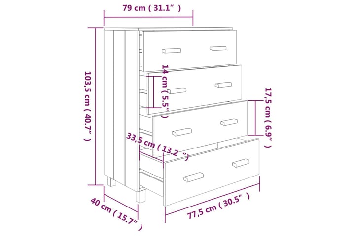 Senkki hunajanruskea 79x40x103,5 cm täysi mänty - Ruskea - Senkki