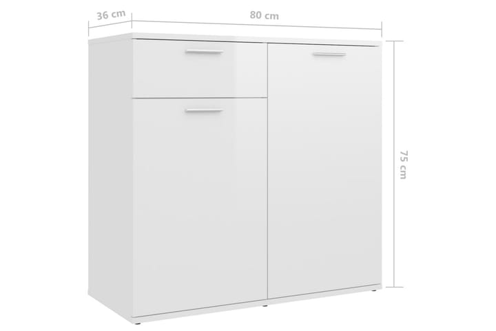 Senkki korkeakiilto valkoinen 80x36x75 cm lastulevy - Säilytys - Säilytyskalusteet - Senkki