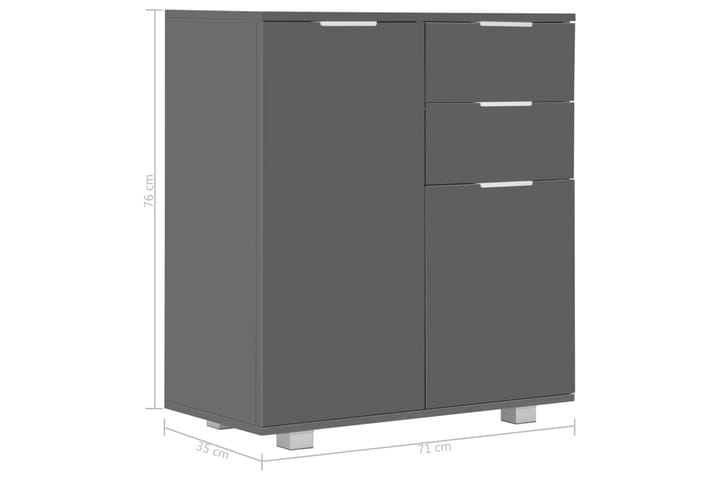 Senkki korkeakiiltoinen harmaa 71x35x76 cm lastulevy - Harmaa - Säilytys - Säilytyskalusteet - Senkki