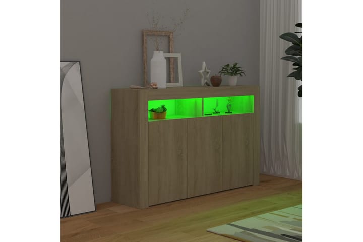 Senkki LED-valoilla Sonoma-tammi 115,5x30x75 cm - Säilytys - Säilytyskalusteet - Senkki