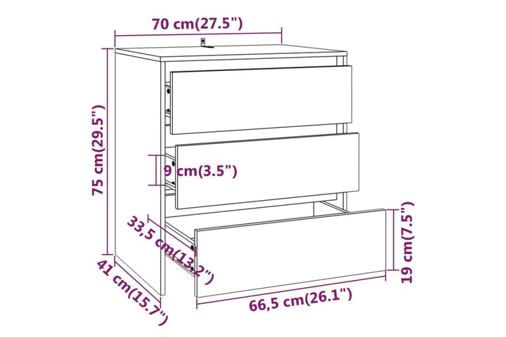 Senkki musta 70x41x75 cm lastulevy - Musta - Säilytys - Säilytyskalusteet - Senkki