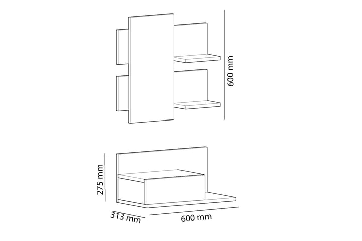 Senkki Shennon 60 cm - Tammi/Antrasiitti - Säilytys - Säilytyskalusteet - Senkki