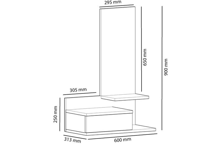 Senkki Wittmeyer 60 cm - Tammi/Antrasiitti - Säilytys - Säilytyskalusteet - Senkki